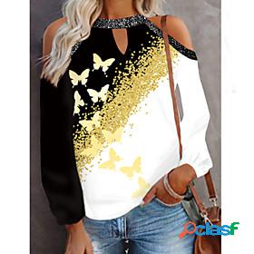 Womens T shirt Abstract Butterfly Graphic Butterfly Round
