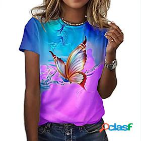Womens T shirt Abstract Butterfly Painting Butterfly Round
