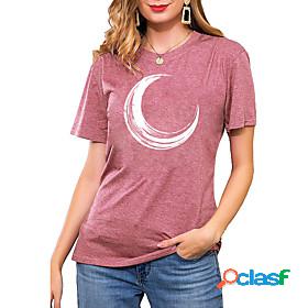 Womens T shirt Basic Print Basic Simple T-shirt Sleeve Round