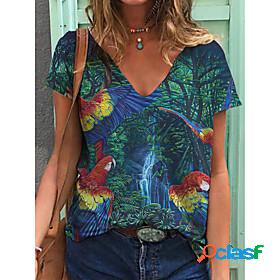 Womens T shirt Butterfly Flamingo Painting Floral Bird V