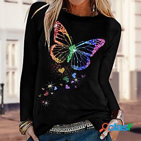 Women's T shirt Butterfly Painting Butterfly Sparkly