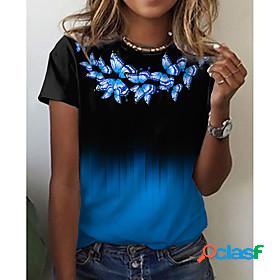 Women's T shirt Butterfly Painting Color Gradient Butterfly