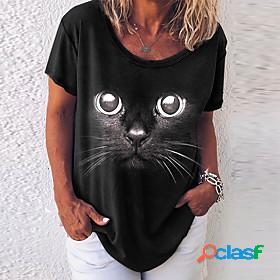 Women's T shirt Cat 3D Printed Painting Cat Animal V Neck