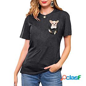 Women's T shirt Dog Graphic Animal Round Neck Print Basic