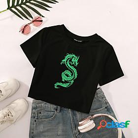 Women's T shirt Dragon Graphic Round Neck Print Basic Tops