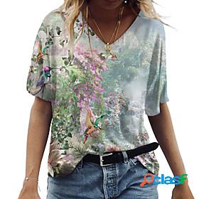 Womens T shirt Floral Theme Abstract 3D Printed Floral 3D