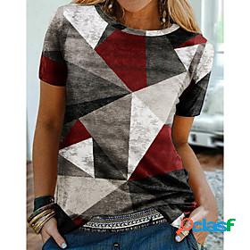 Womens T shirt Geometric Painting Geometric Round Neck Print