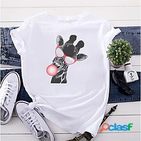 Women's T shirt Graphic Animal Round Neck Print Basic Tops