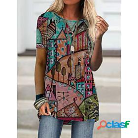 Womens T shirt Graphic Scenery Print Round Neck Tops Basic