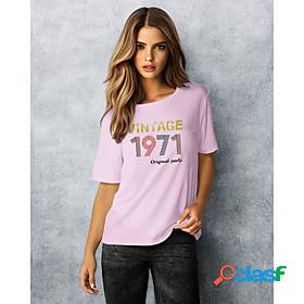 Womens T shirt Graphic Text Crew Neck Round Neck Print