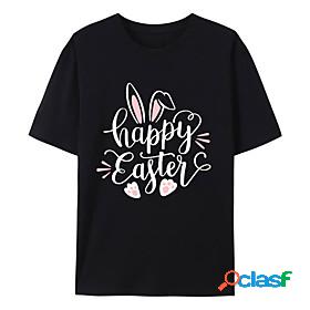 Womens T shirt Happy Easter Painting Text Rabbit Animal