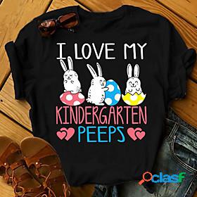 Womens T shirt Happy Easter Painting Text Rabbit Animal