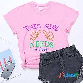 Womens T shirt Painting Graphic Text Round Neck Print Basic