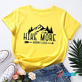 Women's T shirt Painting Graphic Text Round Neck Print Basic