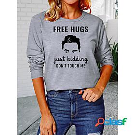 Women's T shirt Painting Text Portrait Round Neck Print