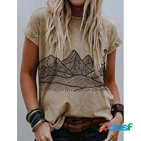Womens T shirt Scenery Graphic Prints Round Neck Print Basic