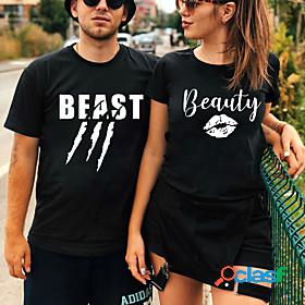 Womens T shirt Valentines Day Painting Couple Text Lip Round