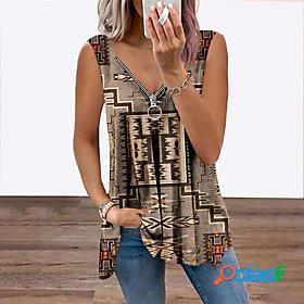 Women's Tank Top Vest Geometric Geometric V Neck Flowing