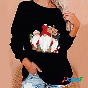 Womens Text Santa Claus Gnome Sweatshirt Pullover Crew Neck