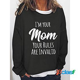 Womens Text Sweatshirt Pullover Crew Neck Monograms Hot