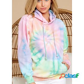 Womens Tie Dye Hoodie Pullover Causal Daily Vacation Basic