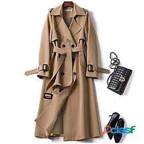 Womens Trench Coat Fall Winter Spring Daily Outdoor clothing