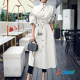 Womens Trench Coat Spring Summer Street Daily Going out Long