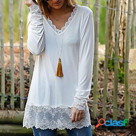 Womens Tunic Lace Hole Lace Lace Y Neck Spring Fall Regular