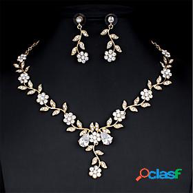 Womens White Bridal Jewelry Sets Link / Chain Drop Flower