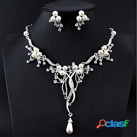Womens White Bridal Jewelry Sets Y Necklace Long Pear Luxury