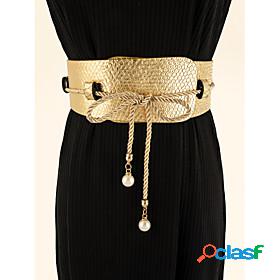Womens Wide Belt Gold Party Wedding Street Daily Belt Pure