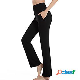 Womens Yoga Pants High Waist Side Pockets Elastic Waistband