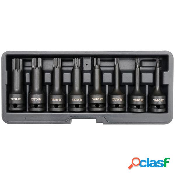 YATO Set punte scanalate Nero 8 pezzi YT-1069