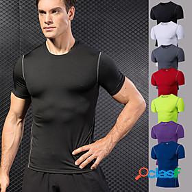 YUERLIAN Mens Compression Shirt Yoga Top Summer Violet Green