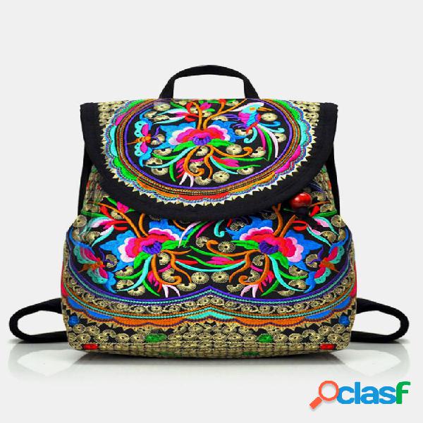 Zaino da donna vintage ricamato con tracolla etnica da