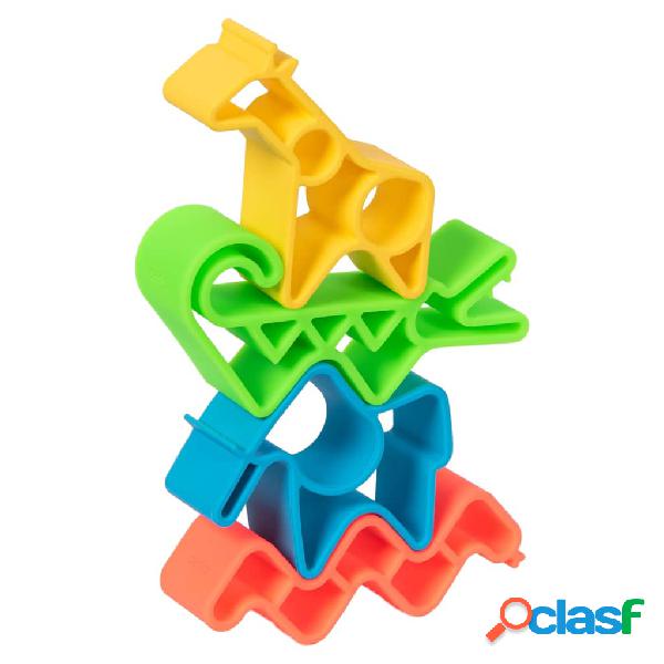 dëna Set di Giocattoli in Silicone Animali Neon 4 pz