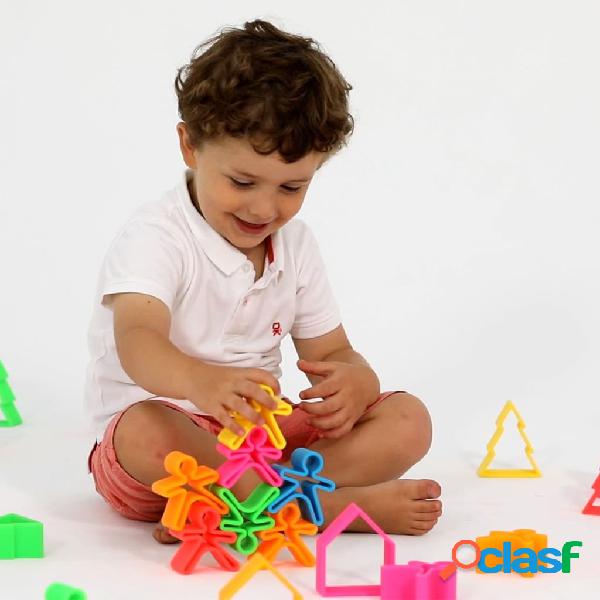 dëna Set di Giocattoli in Silicone Bambini e Casette Neon