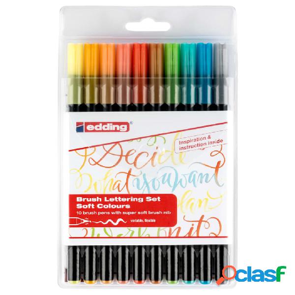 edding Set di Penne per Brushlettering 10 pz Colori Delicati