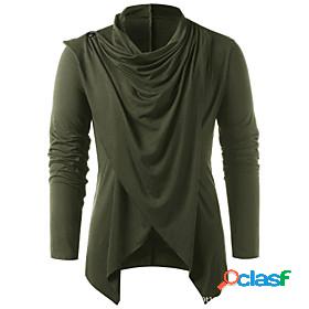 mens retro knight solid heap collar long sleeve t-shirt