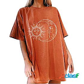 orandesigne oversized tshirt women sun moon motif sport