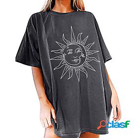 tops oversized t-shirts womens sun moon series short sleeve