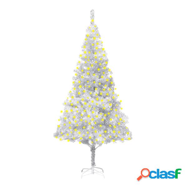 vidaXL Albero di Natale con LED e Supporto Argento 210 cm