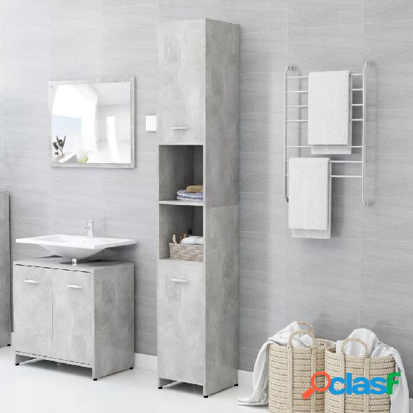 vidaXL Armadio da Bagno Grigio Cemento 30x30x183,5 cm in