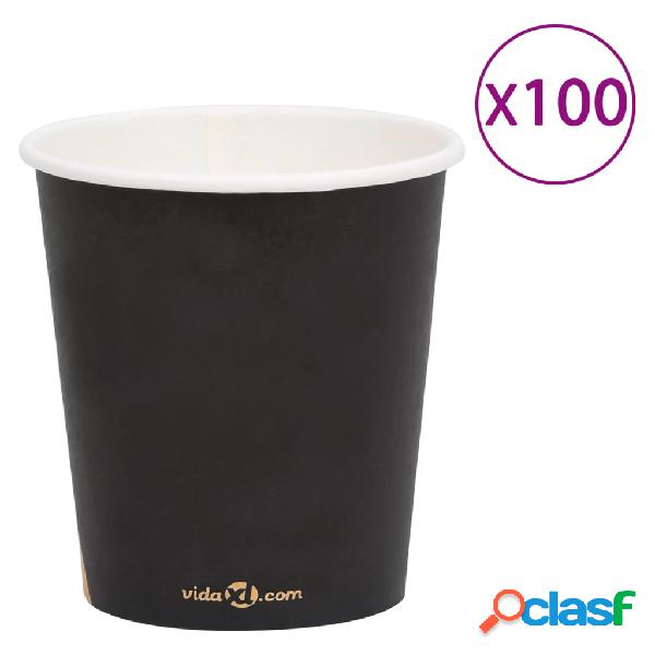 vidaXL Bicchieri di Carta da Caffè 200 ml 100 pz Neri