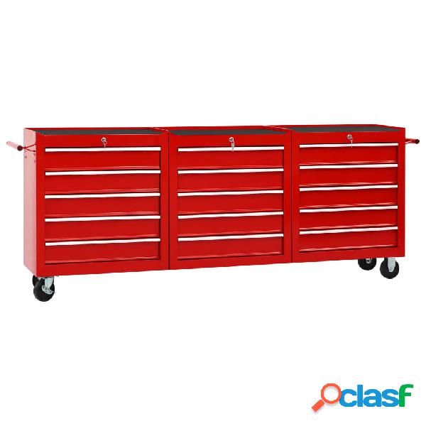 vidaXL Carrello Portautensili con 15 Cassetti in Acciaio