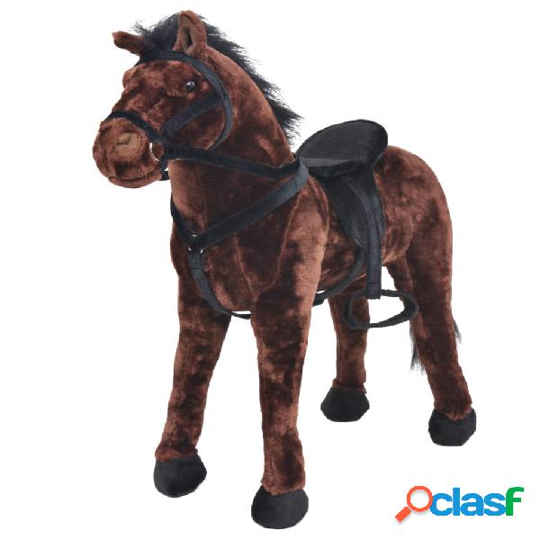 vidaXL Cavallo di Peluche Giocattolo Marrone Scuro XXL