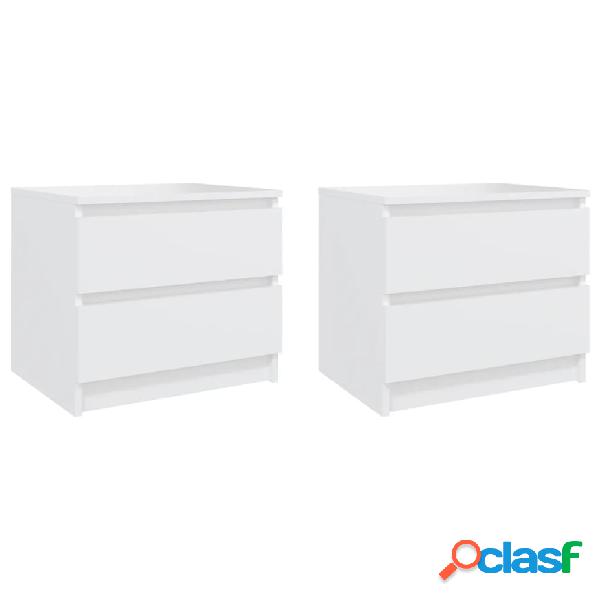 vidaXL Comodini 2 pz Bianchi 50x39x43,5 cm in Truciolato