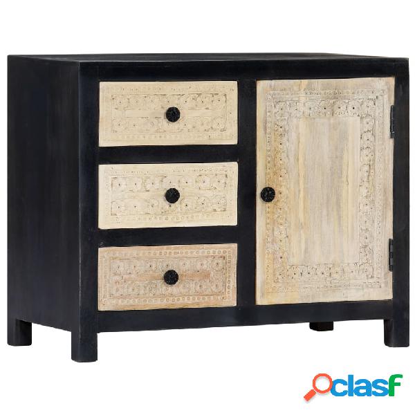 vidaXL Credenza Intagliata a Mano Grigia 75x35x60cm in Mango