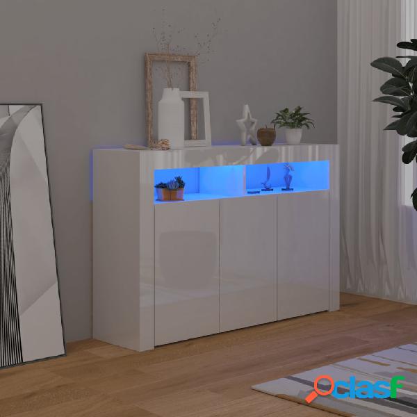 vidaXL Credenza con Luci LED Bianco Lucido 115,5x30x75 cm