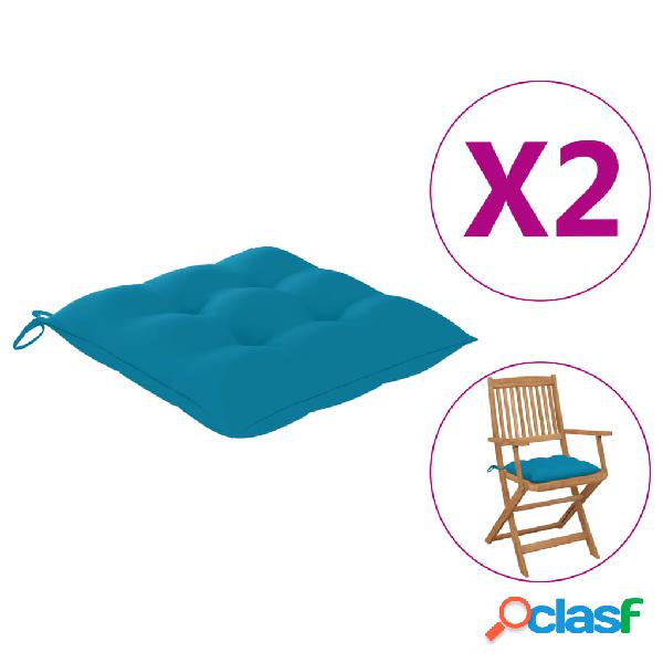 vidaXL Cuscini per Sedie 2 pz Azzurro 40x40x7 cm in Tessuto